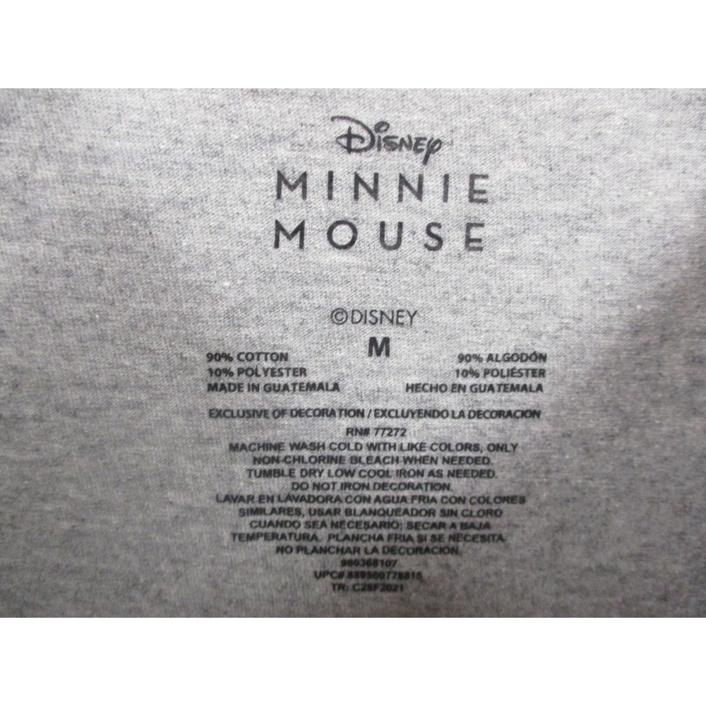 Disney Minnie Mouse Graphic T-Shirt Gray Heather Short Sleeve Crew Neck‎ Womens - Picture 3 of 8